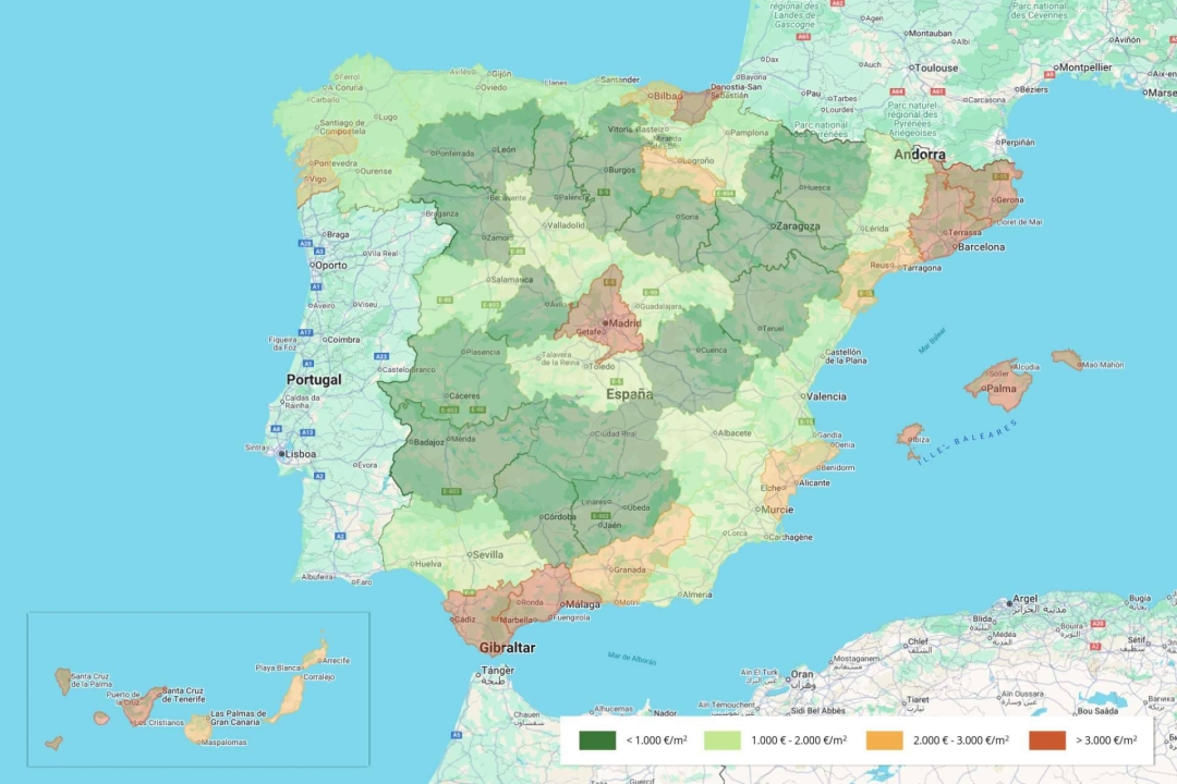 Where is it most expensive and cheapest to buy a home in Spain?