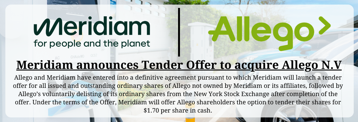 Meridiam Announces Tender Offer to Acquire Allego N.V