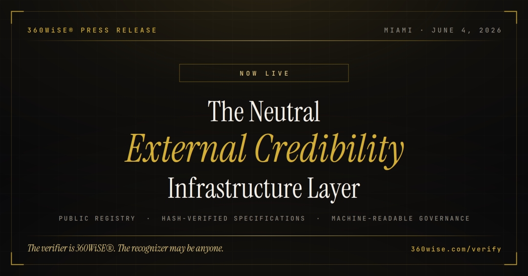 360WiSE® Deploys the Neutral External Credibility Infrastructure Layer: Public Registry, Hash-Verified Specifications, and Machine-Readable Governance Now Live 360WiSE® Deploys the Neutral External Credibility Infrastructure Layer: Public Registry, Hash-Verified Specifications, and Machine-Readable Governance Now Live