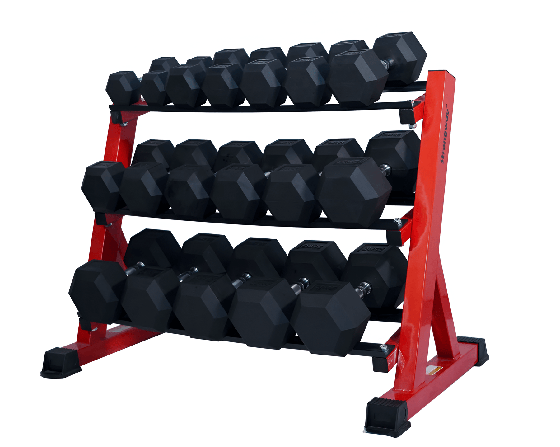 Hex Dumbbells Set with 3 Tier Storage Rack - Strongway Gym Supplies