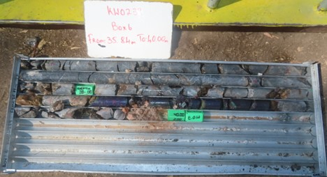 Figure 1 : Shaft #1 Drill Core from Level 1 Sub-level 1 – KWO-239 -- Figure 1 shows massive bornite adjacent to a stope at the end of hole (KWO239). (Photo: Business Wire)
