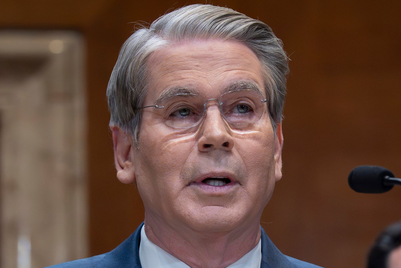 Treasury Secretary Scott Bessent testifies on his agency's proposed budget estimates for fiscal year 2027 at a Senate Appropriation subcommittee, at the Capitol in Washington, Wednesday, April 22, 2026. (AP Photo/J. Scott Applewhite)