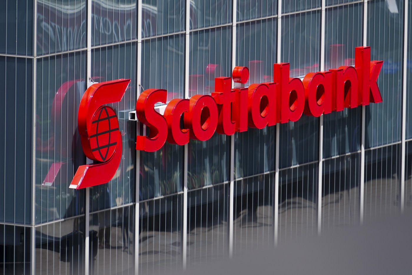 A Scotiabank sign is shown on a shopping mall in Ottawa on Thursday, June 27, 2024. THE CANADIAN PRESS/Sean Kilpatrick