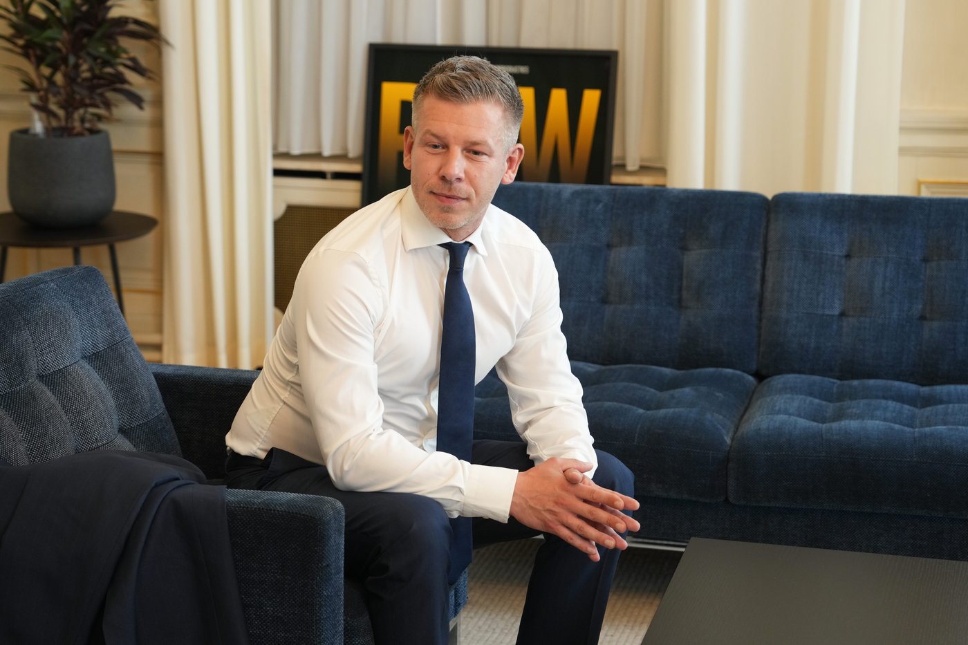 Hungary's Prime Minister Peter Magyar poses as he meets with Belgium's Prime Minister Bart De Wever in Brussels, Thursday, May 28, 2026. (AP Photo/Marius Burgelman)