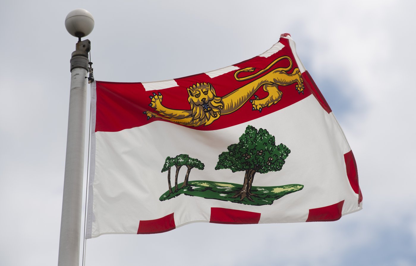 Prince Edward Island's provincial flag flies in Ottawa, Friday, July 3, 2020. THE CANADIAN PRESS/Adrian Wyld