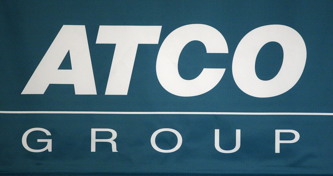 ATCO Group logo at the company's annual meeting in Calgary, Wednesday, May 9, 2012. THE CANADIAN PRESS/Jeff McIntosh