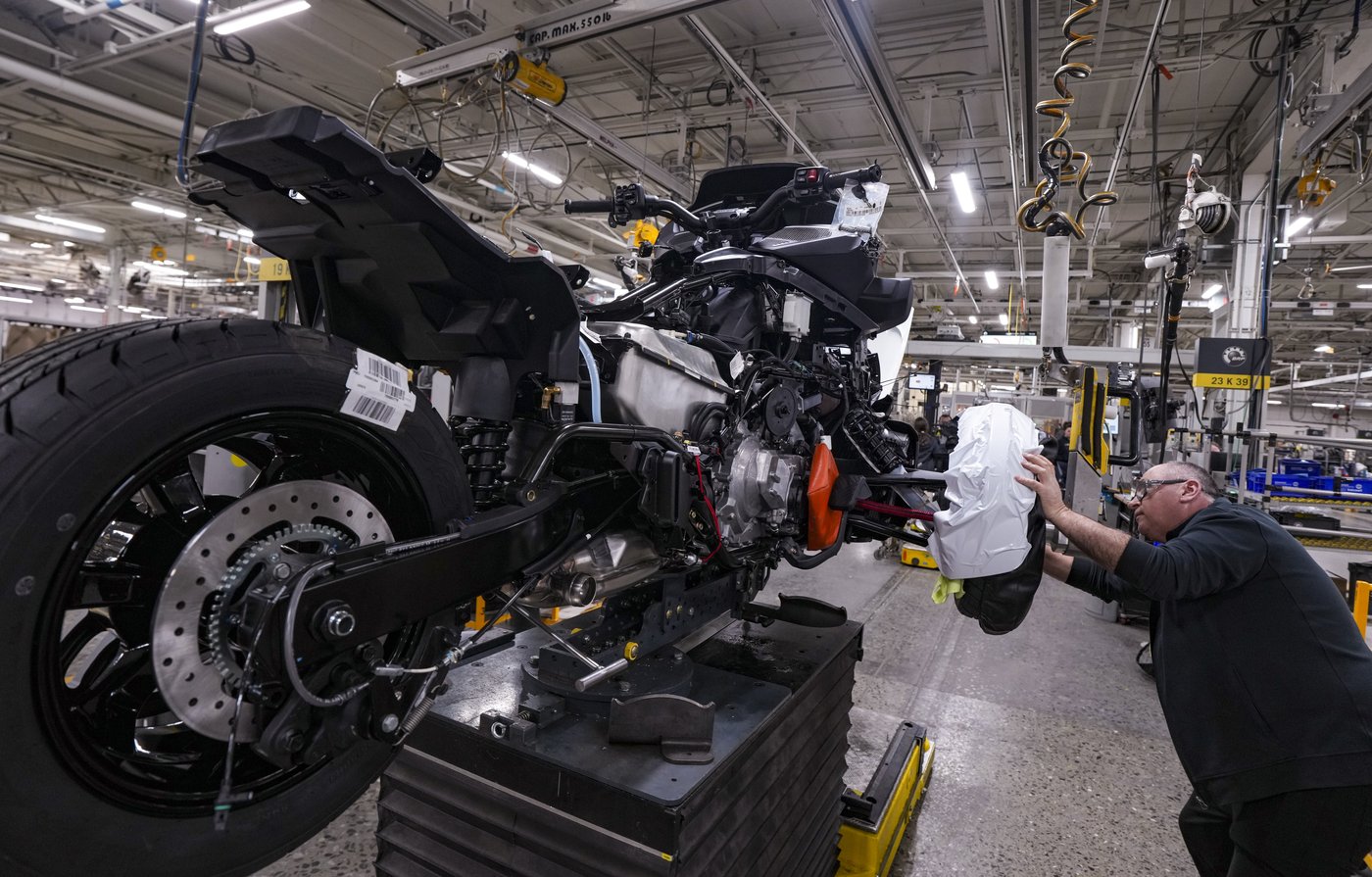 The Can-Am Spyder is assembled at BRP Inc. manufacturing facilities in Valcourt, Que., on Monday, Jan. 26, 2026. THE CANADIAN PRESS/Christinne Muschi
