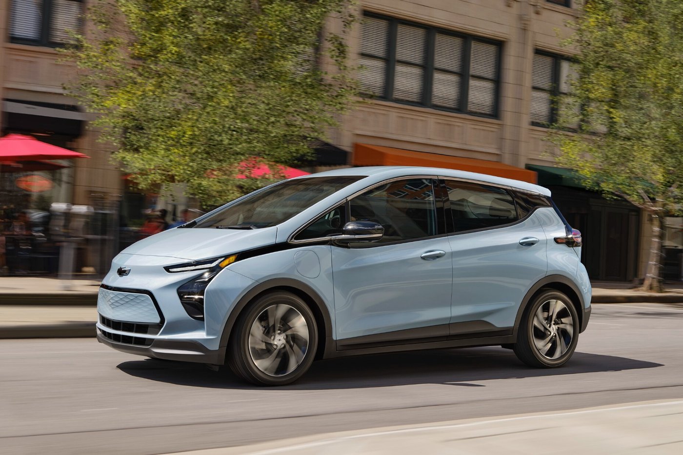 This photo provided by Chevrolet shows the 2023 Bolt EV. A used Bolt EV is an ideal choice for a low-cost electric vehicle for everyday driving around town. (Courtesy of General Motors via AP)