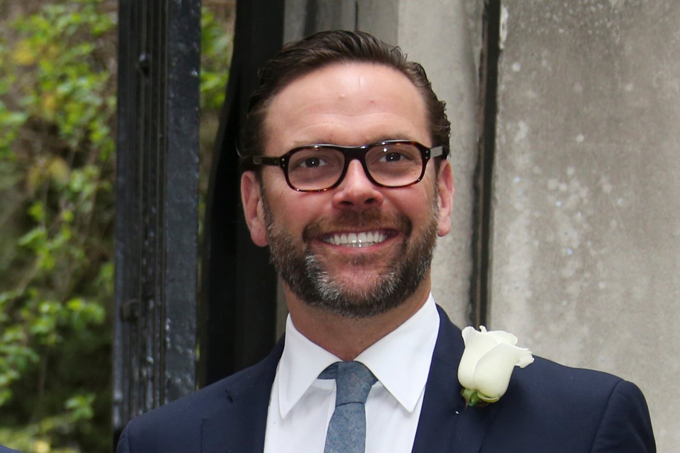 FILE - James Murdoch arrives at St Bride's Church for the celebration ceremony of the wedding of Rupert Murdoch and Jerry Hall in London, March 5, 2016. (Photo by Joel Ryan/Invision/AP, File)