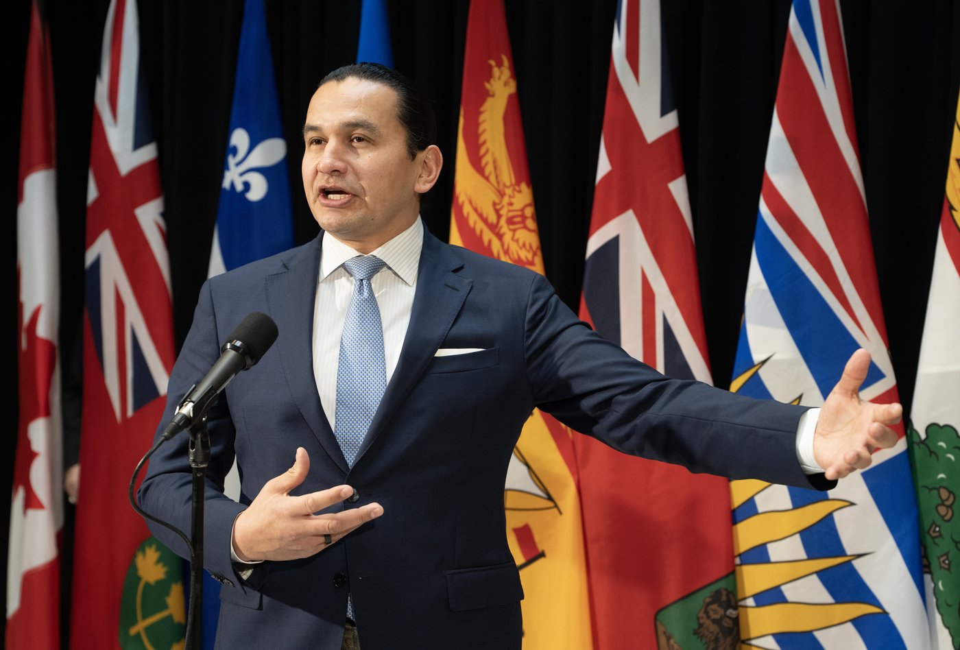 Manitoba Premier Wab Kinew speaks with reporters before the First Ministers Meeting in Ottawa, Thursday, Jan. 29, 2026. THE CANADIAN PRESS/Adrian Wyld
