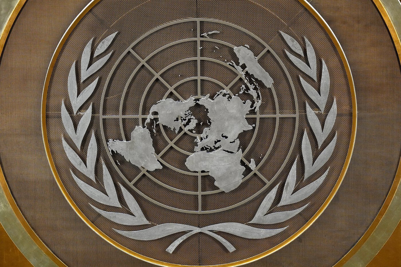 FILE - The United Nations logo is seen inside the 79th session of the United Nations General Assembly, Tuesday, Sept. 24, 2024. (AP Photo/Pamela Smith, File)
