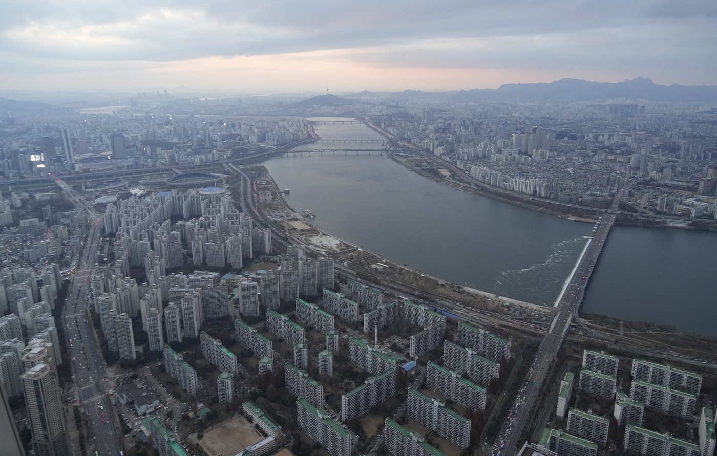 A city view is seen from the Lotte World Tower in Seoul, South Korea, Tuesday, Nov. 28, 2023. (AP Photo/Ahn Young-joon)