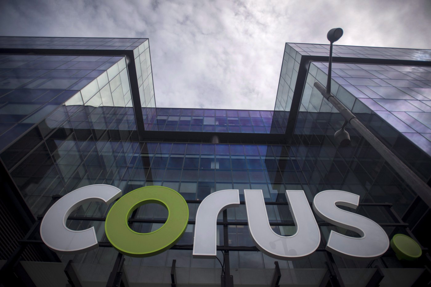 The Corus logo at Corus Quay in Toronto is shown on June 22, 2018. THE CANADIAN PRESS/Tijana Martin