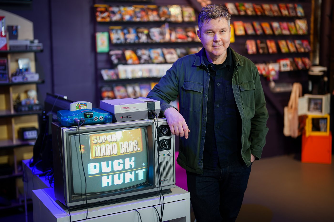 Victor Lucas, creator and host of 'The Electric Playground,' poses for a photograph at CheatCode Games in Vancouver on Wednesday, April 29, 2026. THE CANADIAN PRESS/Darryl Dyck