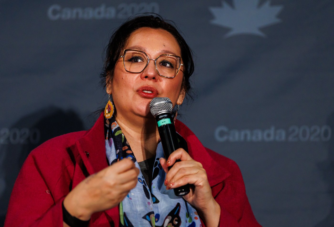 Minister of Indigenous Services Mandy Gull-Masty speaks during the Canada2020 Economic Reconciliation Summit in Ottawa, on Tuesday, April 14, 2026. THE CANADIAN PRESS/Keito Newman