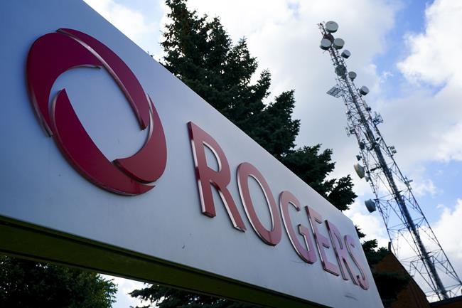 Telecommunications company Rogers Communications signage is pictured in Ottawa on Tuesday, July 12, 2022.&nbsp; THE CANADIAN PRESS/Sean Kilpatrick