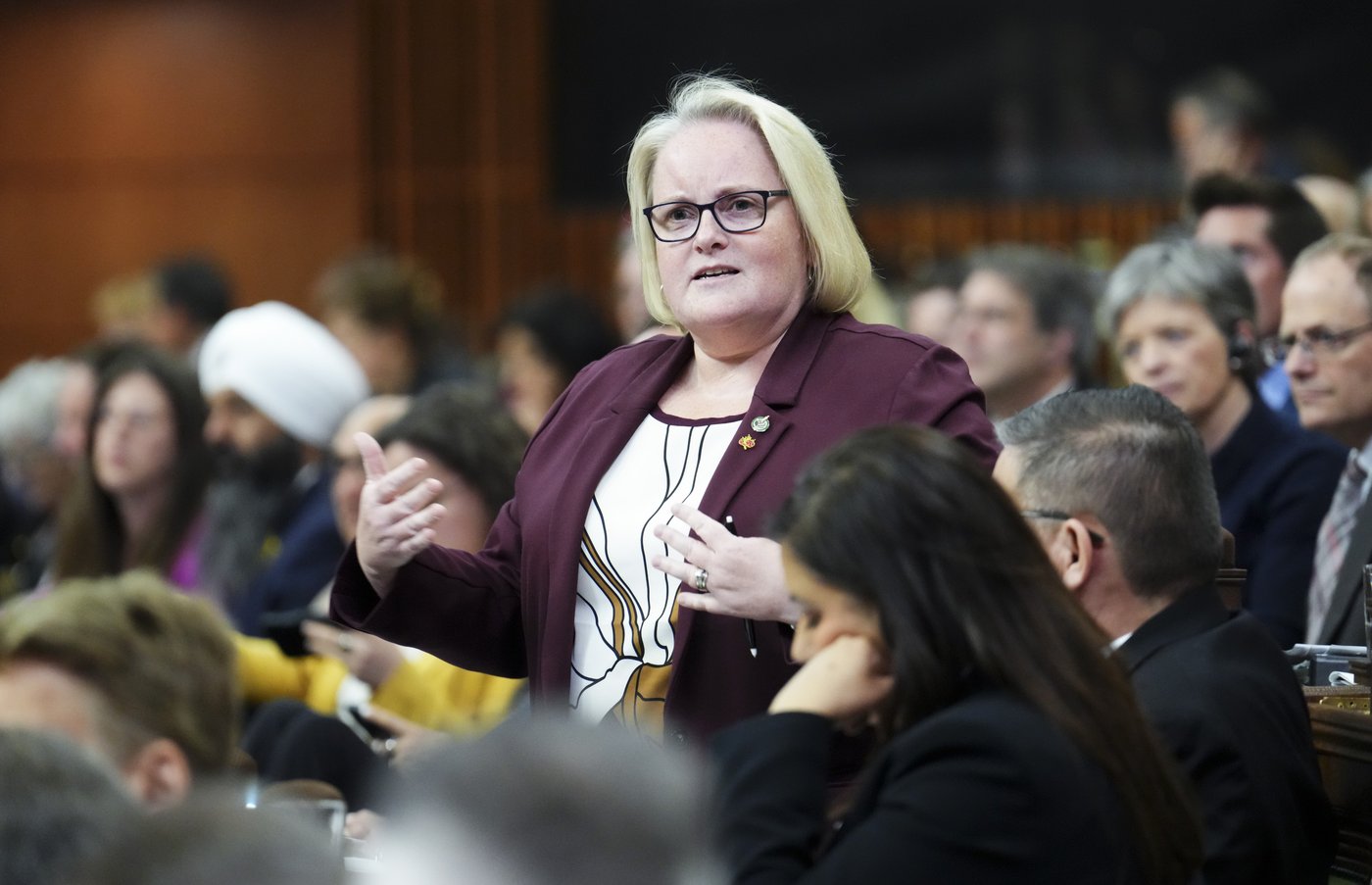 Veterans Affairs Minister Jill McKnight responds to a question during question period in the House of Commons on Parliament Hill in Ottawa on Wednesday, April 22, 2026. THE CANADIAN PRESS/Sean Kilpatrick