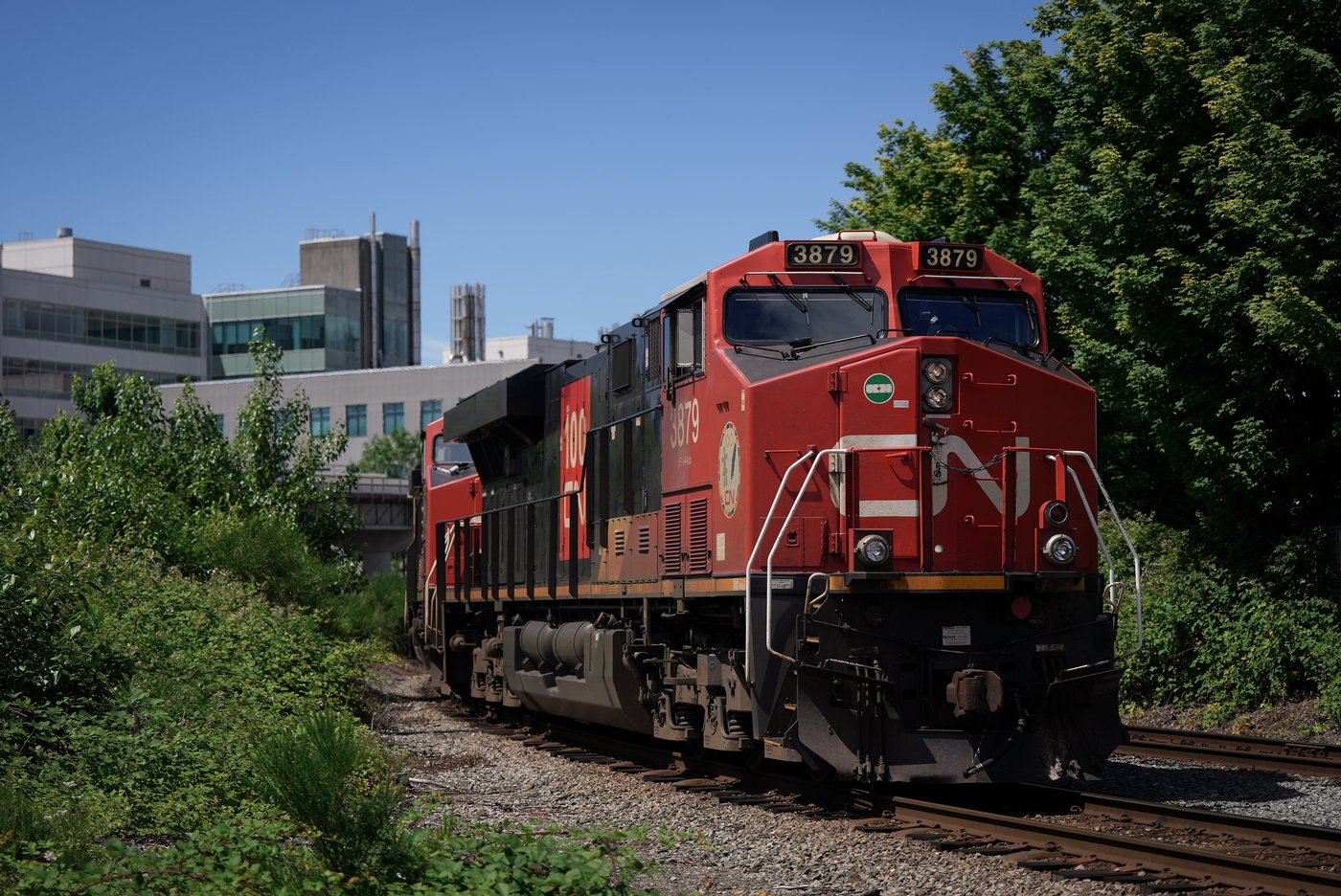 CN Rail locomotives move shipping containers from port, in Vancouver, on Wednesday, June 10, 2026. THE CANADIAN PRESS/Darryl Dyck