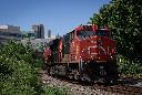 CN Rail locomotives move shipping containers from port, in Vancouver, on Wednesday, June 10, 2026. THE CANADIAN PRESS/Darryl Dyck