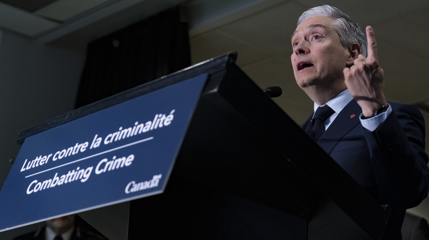 Minister of Finance and National Revenue Francois-Philippe Champagne outlines the government's plan to launch consultations for a new National Anti-Fraud Strategy to combat surging financial crimes, during a press conference in Montreal on Monday, March 30, 2026. THE CANADIAN PRESS/Christinne Muschi