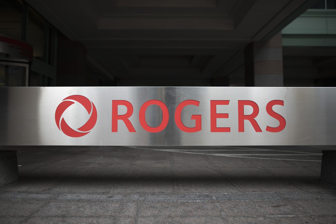 The Rogers Logo is photographed in Toronto office on Monday, Sept. 30, 2019. THE CANADIAN PRESS/ Tijana Martin