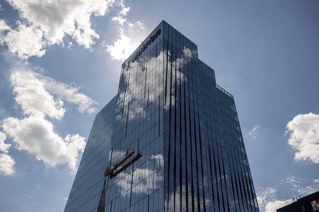 Work is done on Nutrien Tower in Saskatoon, Sask., Friday, June 25, 2021. THE CANADIAN PRESS/Liam Richards