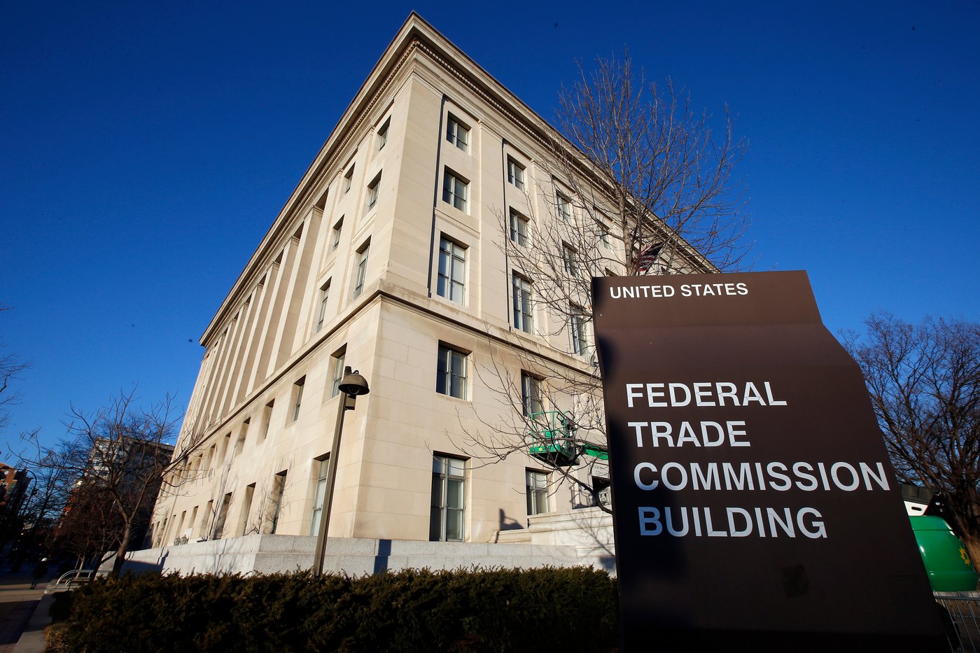 FILE - The Federal Trade Commission building is seen, Jan. 28, 2015, in Washington. (AP Photo/Alex Brandon, File)