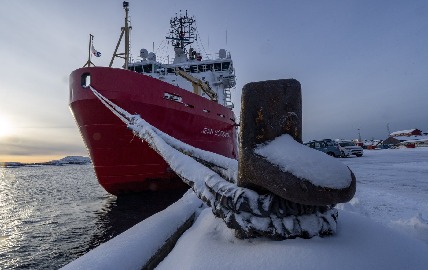 The Canadian Coast Guard icebreaker ship CCGS Jean Goodwill is seen in the Port of Nuuk, Greenland, on Friday, Feb. 6, 2026. THE CANADIAN PRESS/Christinne Muschi