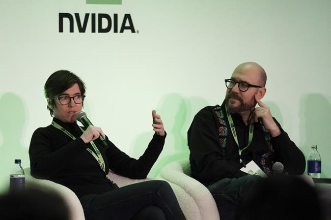Self-driving truck developer Waabi Innovation Inc. says it has secured US$200 million in funding from investors including Nvidia, Volvo Group and Porsche Automobil Holding SE. Raquel Urtasun founder of Waabi, left, speaks during a conference in Toronto, on Thursday, Feb. 1, 2024. THE CANADIAN PRESS/Arlyn McAdorey
