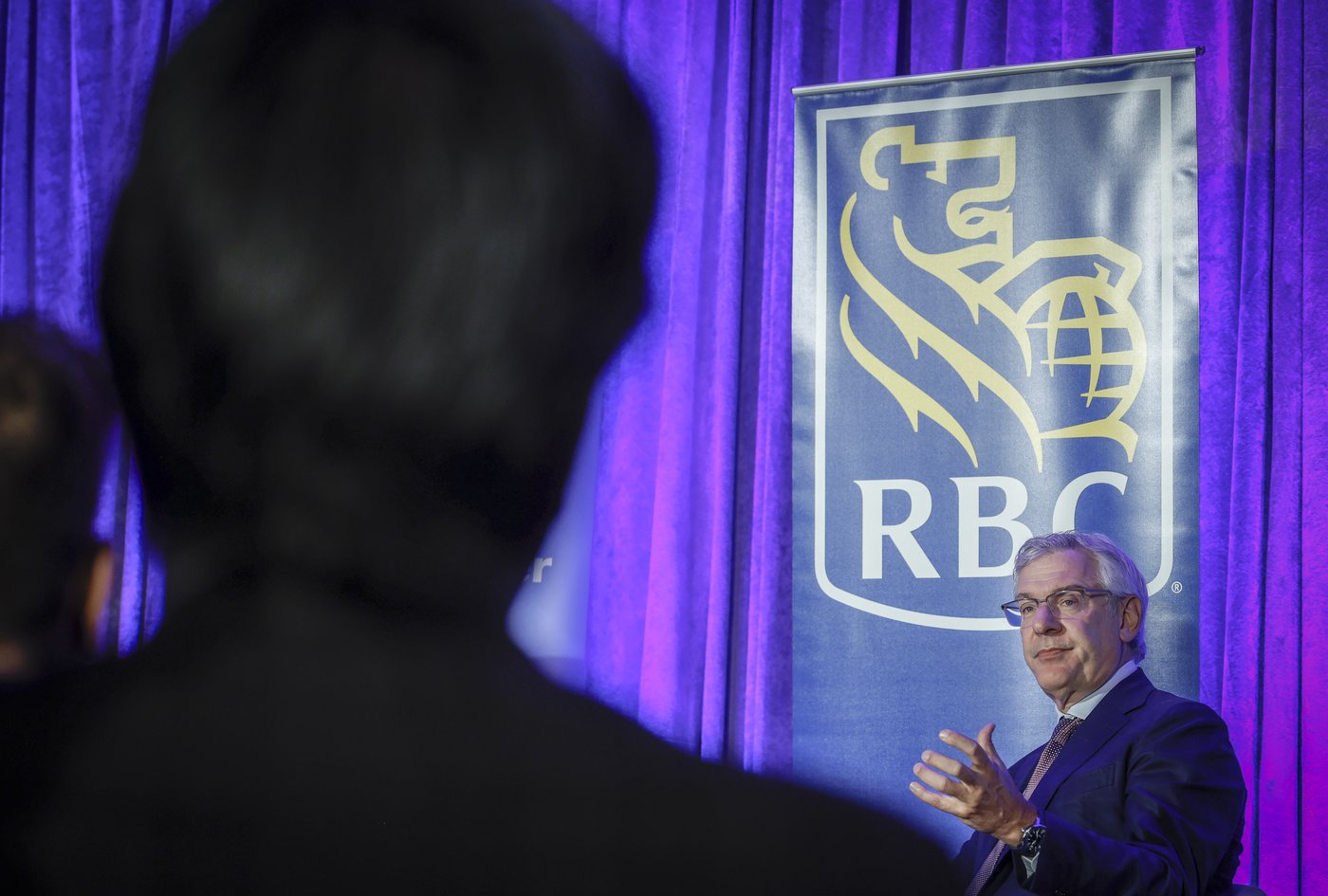 RBC president and CEO Dave McKay addresses the Calgary Chamber of Commerce in Calgary, Wednesday, Oct. 8, 2025. THE CANADIAN PRESS/Jeff McIntosh