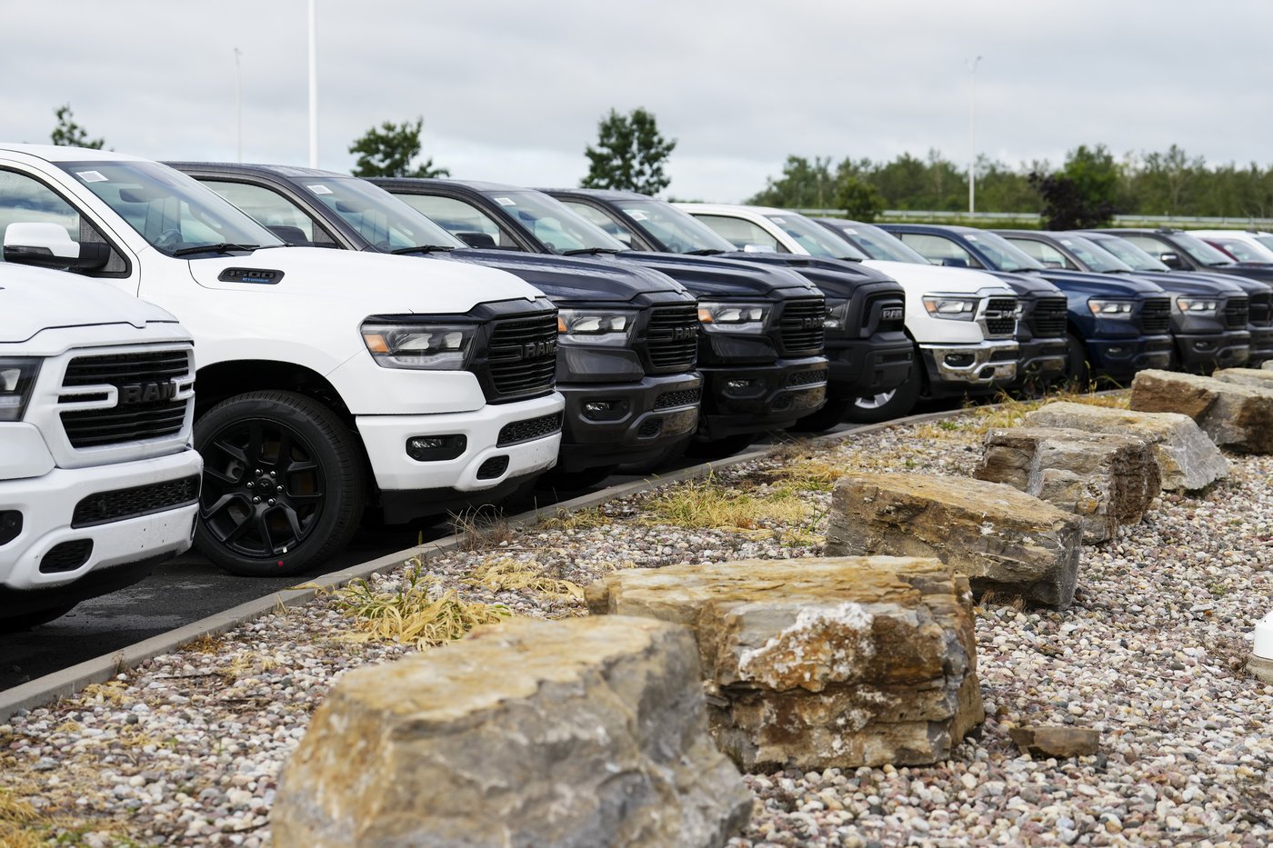 Pickup trucks are pictured at an automotive dealership in Ottawa on Friday, Aug. 11, 2023. THE CANADIAN PRESS/Sean Kilpatrick