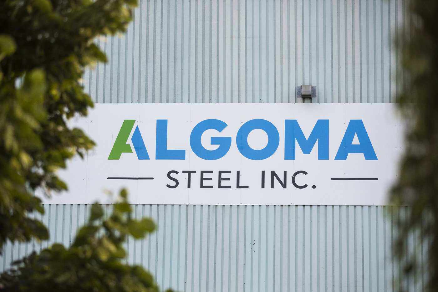 A sign for Algoma Steel Inc., the second largest steel producer in Canada, seen in Sault Ste. Marie, Ont., Friday, July 25, 2025. THE CANADIAN PRESS/Nick Iwanyshyn