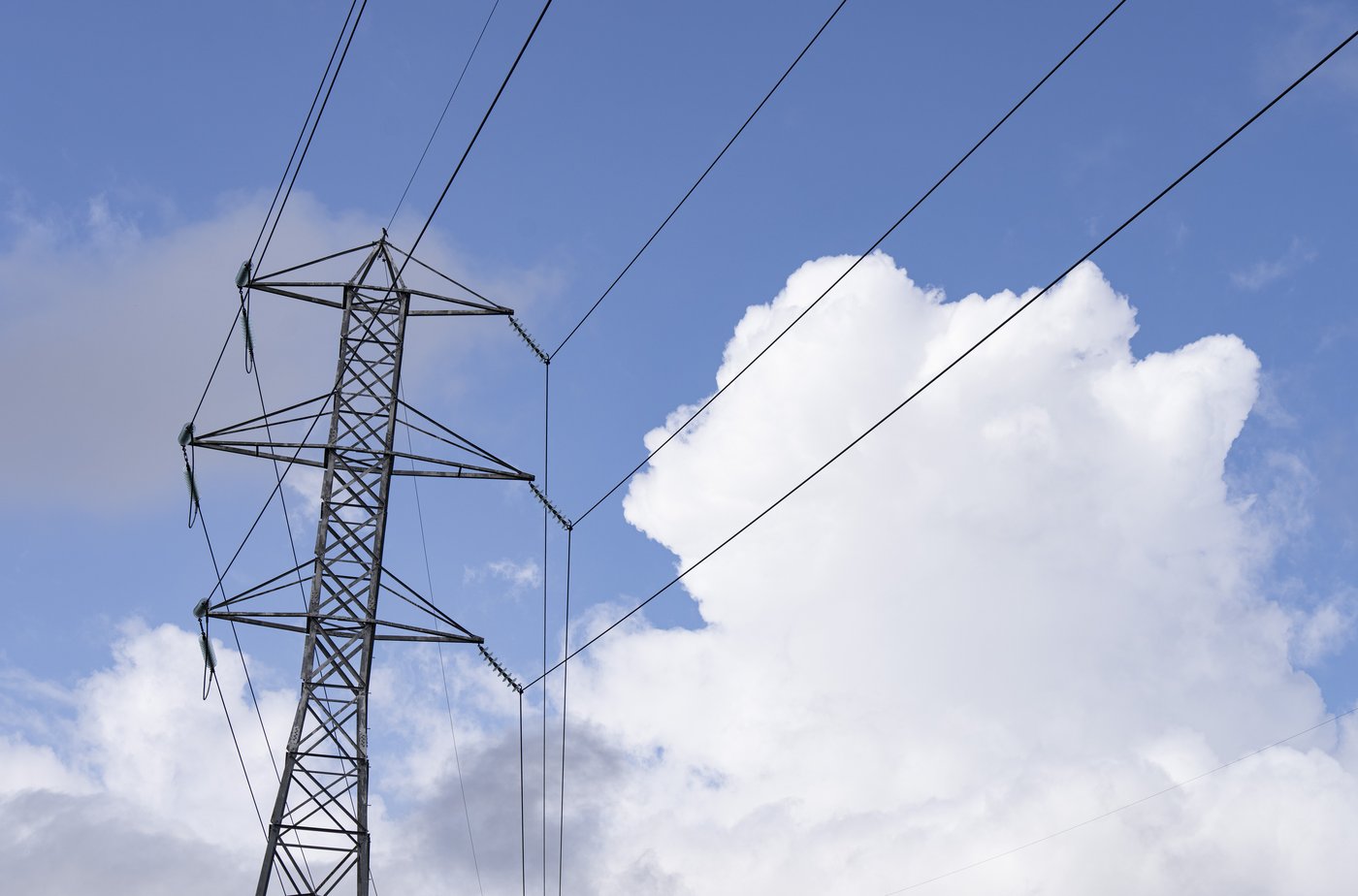 Hydro Quebec transmission towers are seen in Montreal, Wednesday, Aug. 30, 2023. THE CANADIAN PRESS/Christinne Muschi