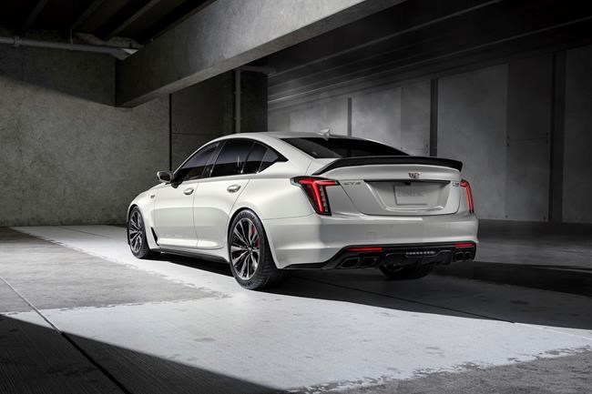 This photo provided by Cadillac shows the 2024 CT5-V Blackwing. Cadillac's been in the business of making some seriously fast sedans for more than a decade, but none has ever been as cohesive and deeply impressive as this one. (Courtesy of General Motors via AP)