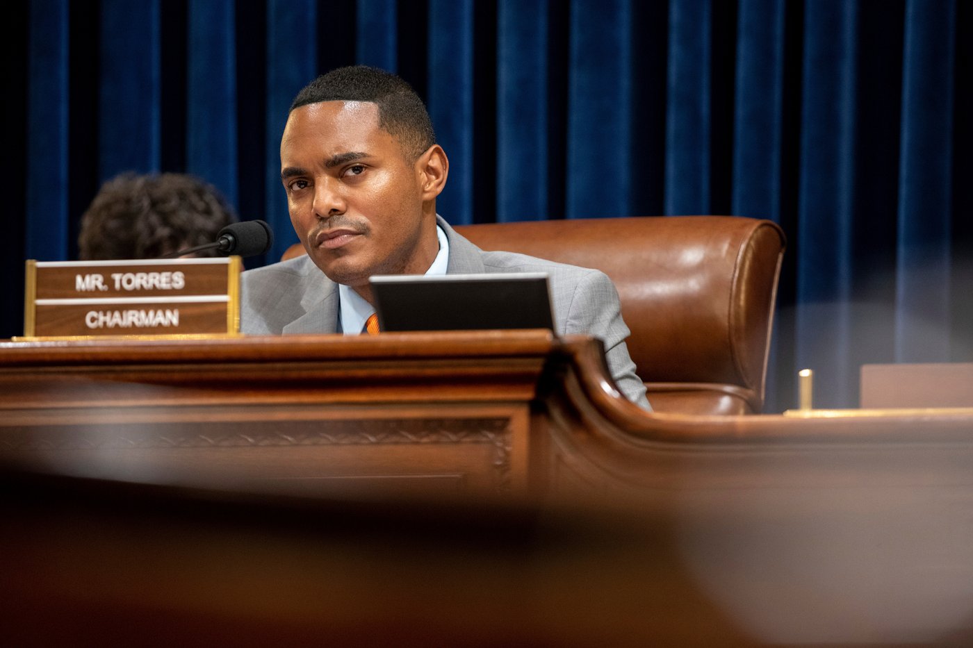 FILE - Rep. Ritchie Torres, D-N.Y., listens during a House committee on homeland security hearing addressing threats to election security at the Capitol in Washington, Wednesday, July 20, 2022. (AP Photo/Amanda Andrade-Rhoades, File)