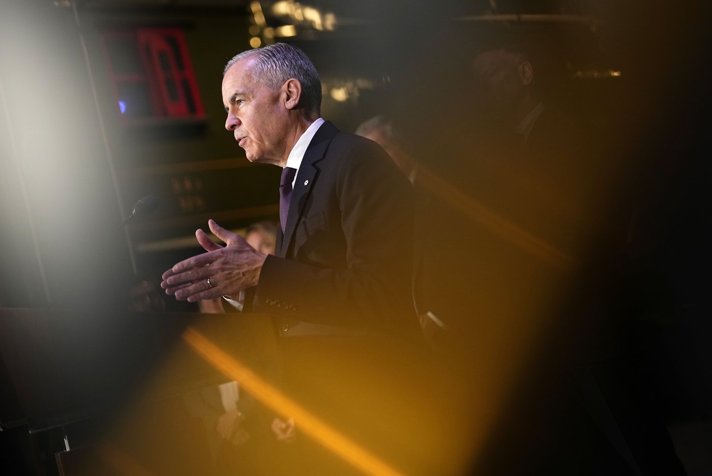 Prime Minister Mark Carney speaks during an announcement on the Canada Strong Fund, Canada's first sovereign wealth fund at the Canada Science and Technology Museum in Ottawa on Monday, April 27, 2026. THE CANADIAN PRESS/Justin Tang