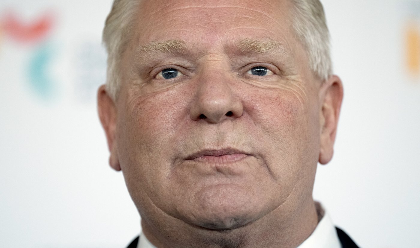 Ontario Premier Doug Ford speaks with reporters before attending an event in Ottawa, Monday, April 20, 2026. THE CANADIAN PRESS/Adrian Wyld