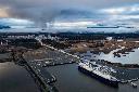 Wudang, a liquefied natural gas (LNG) tanker, fills up at an LNG Canada facility, in an aerial view, in Kitimat, B.C., on Thursday, Nov. 13, 2025. THE CANADIAN PRESS/Ethan Cairns