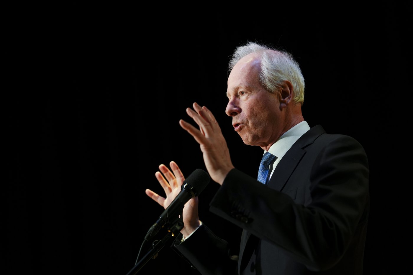 Stéphane Dion speaks to reporters at the Canadian Embassy in Paris on Monday, Feb. 10, 2025. THE CANADIAN PRESS/Sean Kilpatrick