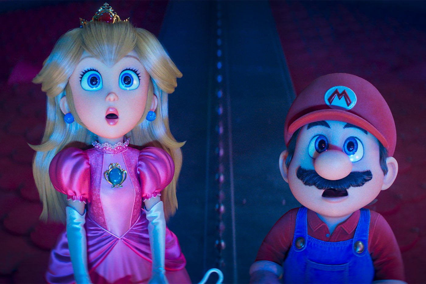 This image released by Universal Pictures shows Princess Peach, voiced by Anya Taylor-Joy, left, and Mario, voiced by Chris Pratt, in a scene from "The Super Mario Galaxy Movie." (Nintendo and Illumination/Universal Pictures via AP)