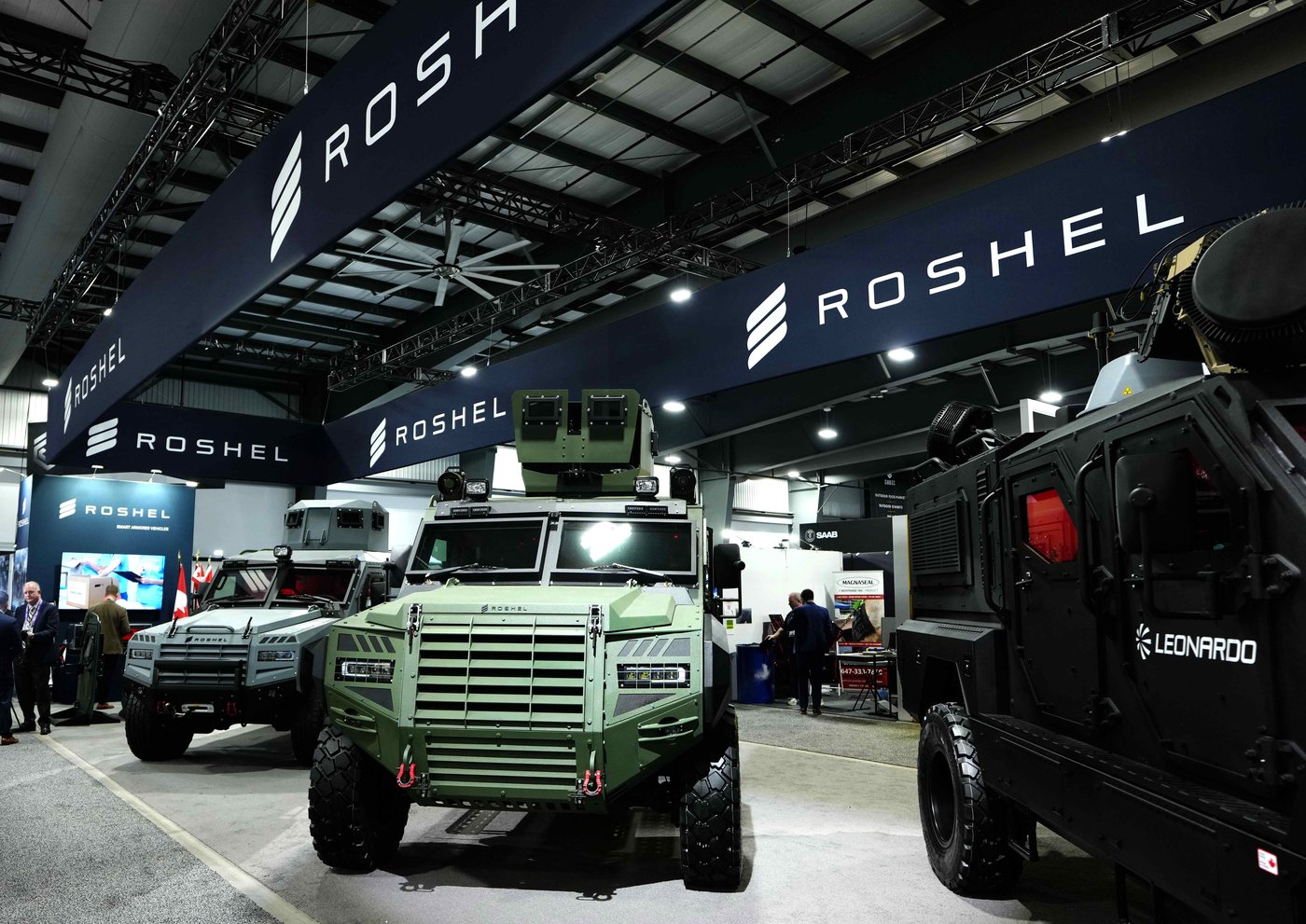 Roshel armoured vehicles are seen at the Canadian Association of Defence and Security Industries annual defence industry trade show CANSEC, in Ottawa, on Wednesday, May 28, 2025. THE CANADIAN PRESS/Justin Tang