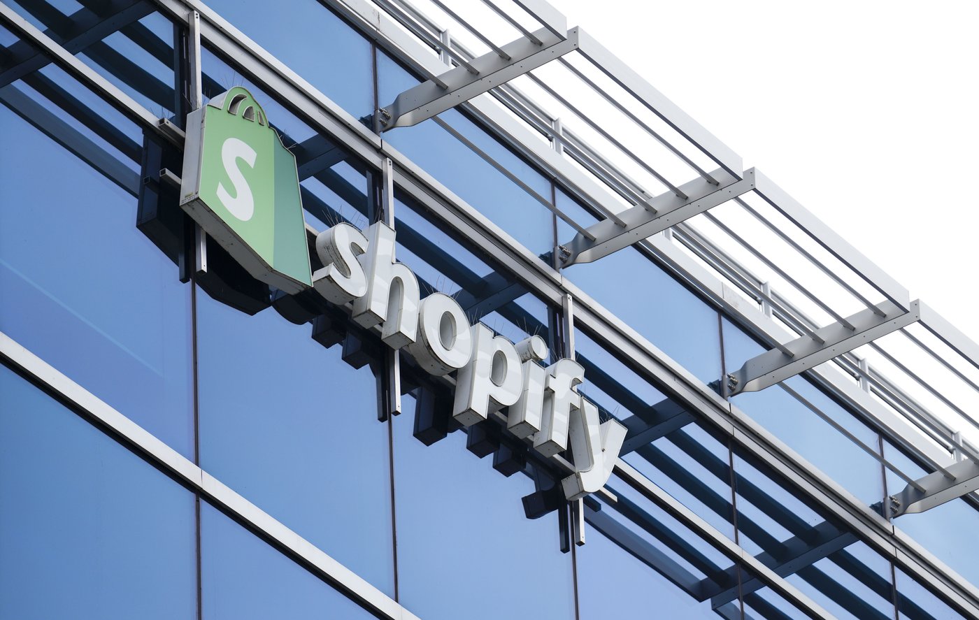 Shopify Inc. signage in Ottawa on Tuesday, May 3, 2022. THE CANADIAN PRESS/Sean Kilpatrick