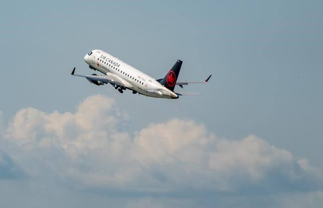 An Air Canada plane takes off from Pierre Elliott Trudeau International Airport in Montreal, Friday, Sept. 13, 2024. Air Canada is increasing its service to China. The airline says it is resuming daily flights from Vancouver to Beijing starting on Jan. 15. THE CANADIAN PRESS/Christinne Muschi