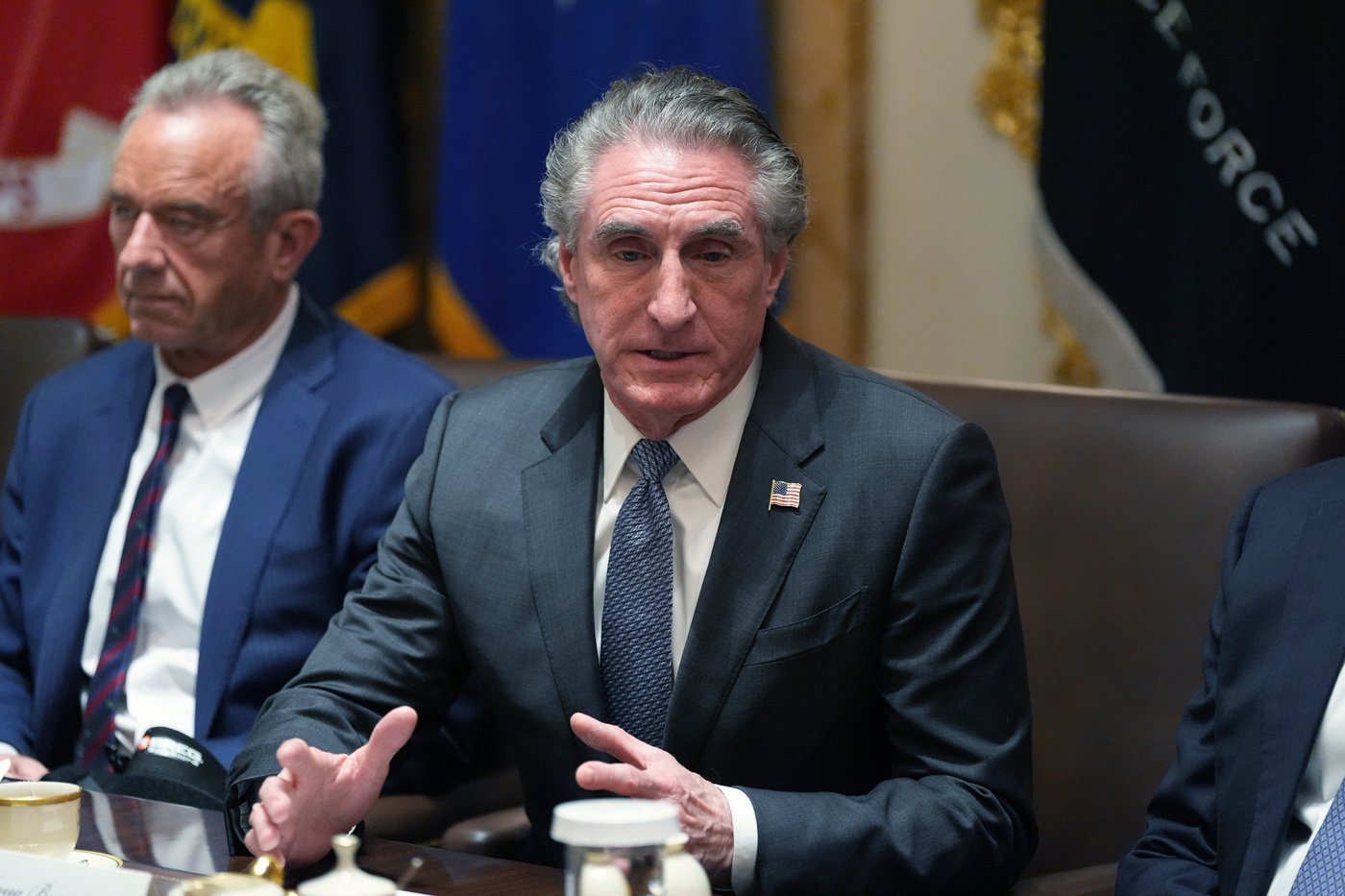 Interior Secretary Doug Burgum speaks during a Cabinet meeting at the White House, Thursday, March 26, 2026, in Washington. (AP Photo/Alex Brandon)