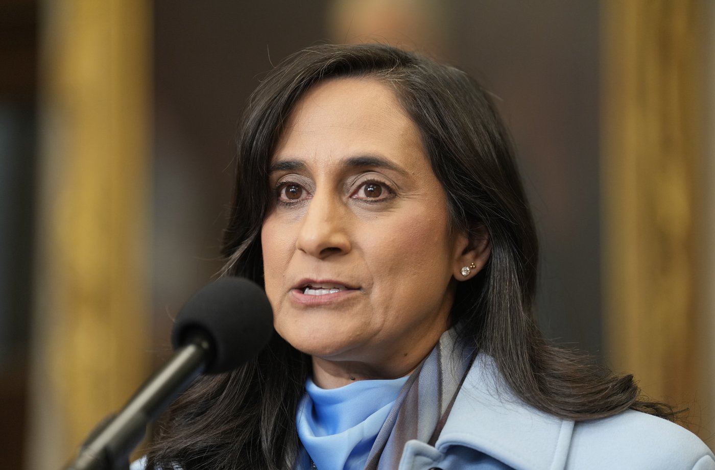 Foreign Affairs Minister Anita Anand speaks with reporters before Question Period on Parliament Hill in Ottawa, Monday, June 15, 2026. THE CANADIAN PRESS/Adrian Wyld