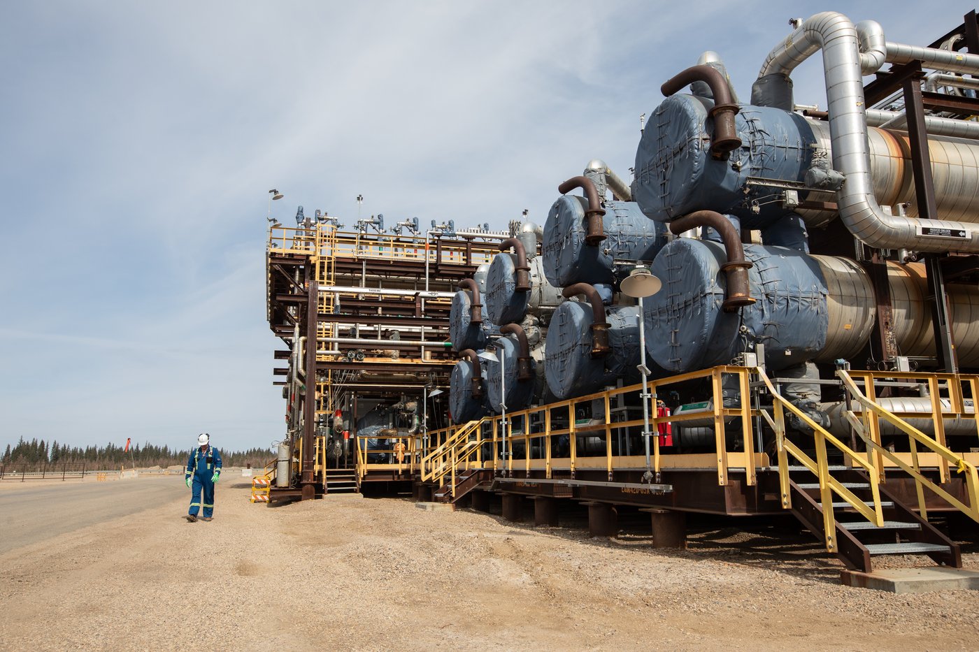 Andy Cepuch, senior field manager, at the plant—where steam is created, water is processed, and bitumen is diluted and prepared to go for further processing—at the Cenovus Christina Lake oilsands facility southeast of Fort McMurray, Alta., on Wednesday April, 24, 2024. THE CANADIAN PRESS/Amber Bracken