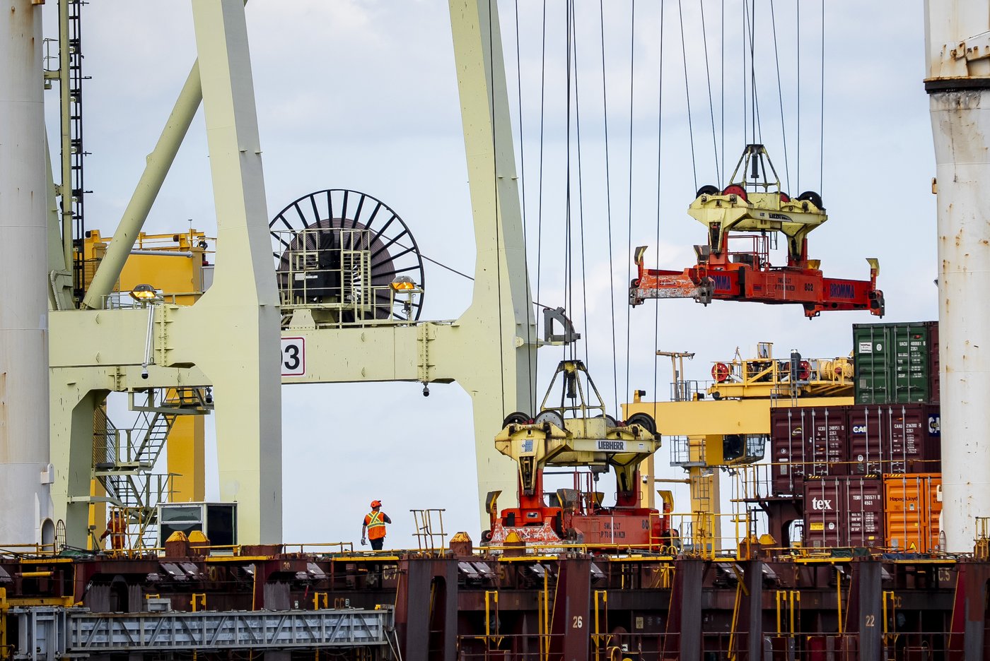 Shipping containers at the Port of Montreal are photographed in Montreal on Thursday, Sept. 11, 2025. THE CANADIAN PRESS/Christopher Katsarov