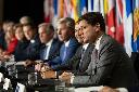 British Columbia Premier David Eby answers a question from reporters as he, fellow premiers and Prime Minister Mark Carney hold a closing press conference at the First Ministers Meetings in Charlottetown on Thursday, July 23, 2026. THE CANADIAN PRESS/Darren Calabrese