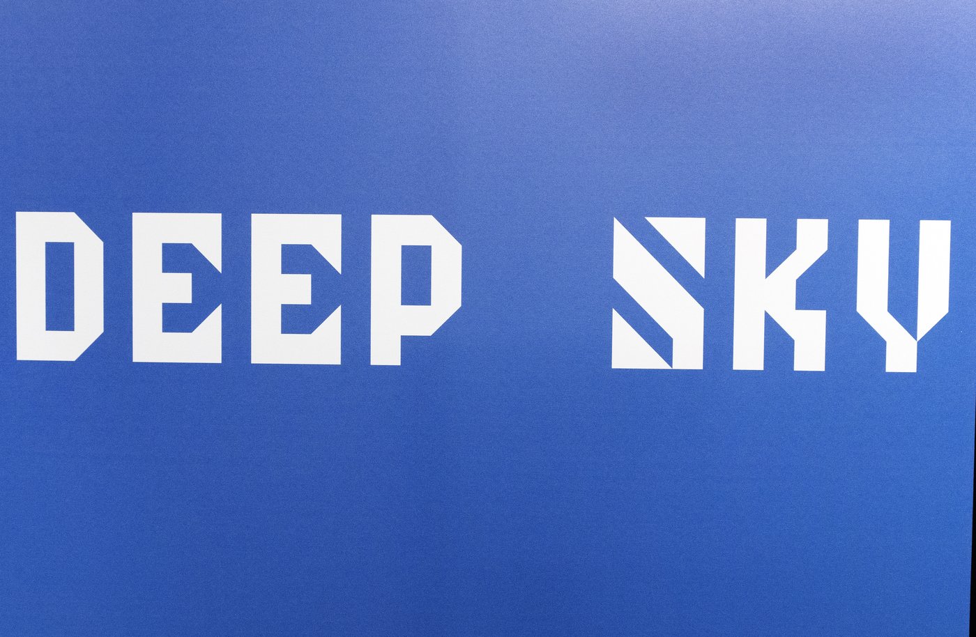 The logo for Deep Sky, a carbon removal and storage company, is shown during a news conference, Thursday, November 16, 2023 in Montreal.THE CANADIAN PRESS/Ryan Remiorz