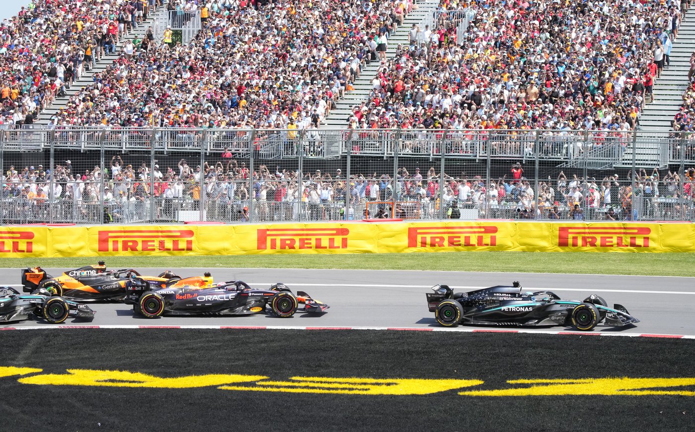 Fans look on at the start of the Canadian Grand Prix Formula One auto race in Montreal on Sunday, June 15, 2025. THE CANADIAN PRESS/Christinne Muschi